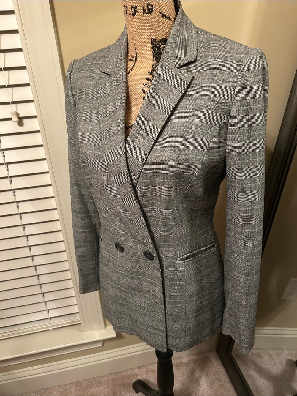 Women’s Gray Plaid Tailored Suit - Blazer and Skirt